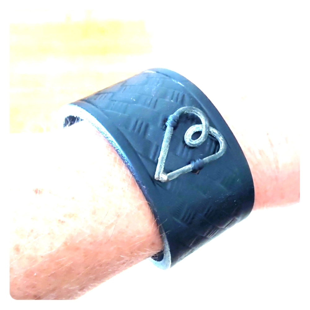 Leather heart cuff bracelet